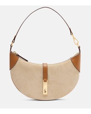 Polo Ralph Lauren Crescent Small Suede Shoulder Bag - Natural
