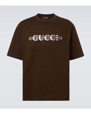 Gucci Printed Cotton Jersey T-Shirt - Brown