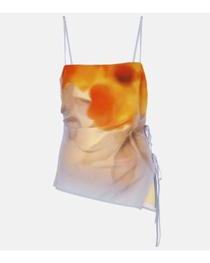 SIR. Serene Printed Silk Camisole - Orange