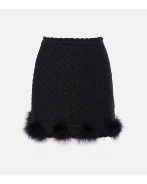 Blumarine Minirock Aus Strick Mit Federn - Schwarz