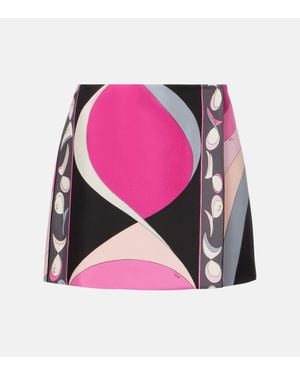 PUCCI Silk Pesci Print Mini Skirt - Pink