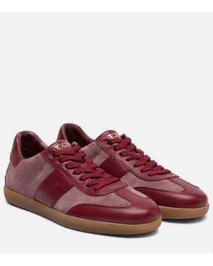 Tod's Sneakers Tabs Aus Leder Und Veloursleder - Rot