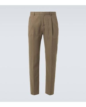 Sunspel Striped Cotton Tapered Trousers - Natural