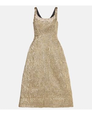 Simone Rocha Embellished Metallic-Effect Cloque Midi Dress - Natural