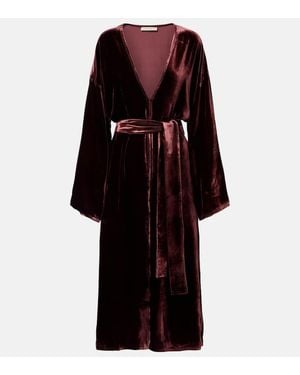 Asceno Belted Velvet Midi Dress - Black