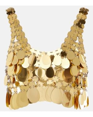 Rabanne Top Raccourci Golden Sparkle Assembly A Sequins - Métallisé