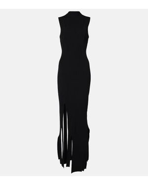 Victoria Beckham Pleated Ribbed-Knit Gown - Black