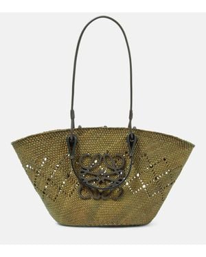 Loewe Anagram Medium Raffia Basket Bag - Green
