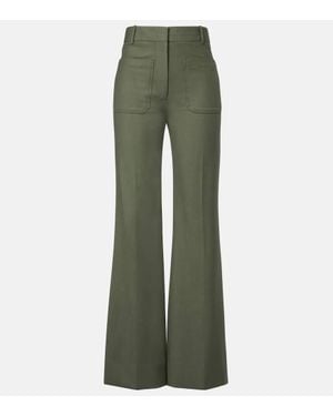 Victoria Beckham Pantalon Evase Alina A Taille Haute - Vert