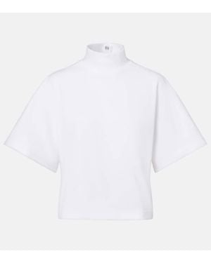 Alaïa High-Neck Cotton Jersey T-Shirt - White