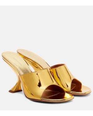 AMINA MUADDI Taylor 90 Leather Mules - Metallic