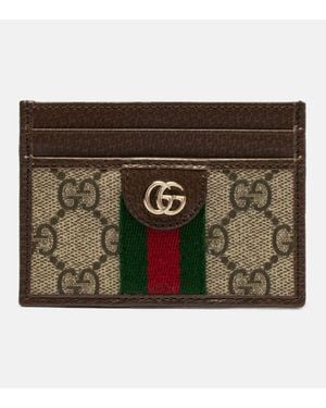 Gucci Ophidia Leather-Trimmed Card Holder - Metallic