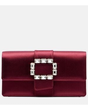 Manolo Blahnik Maycap Embellished Satin Clutch - Red