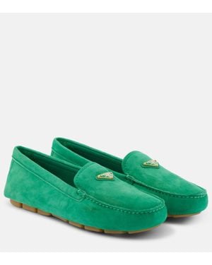 Prada Mocassins En Daim - Vert