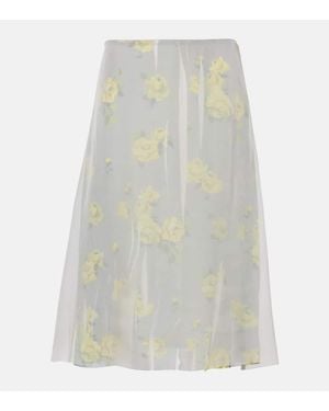 Acne Studios Floral Mesh Midi Skirt - White