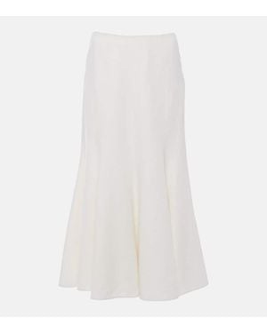 Gabriela Hearst Amy Linen, Wool And Silk Midi Skirt - White