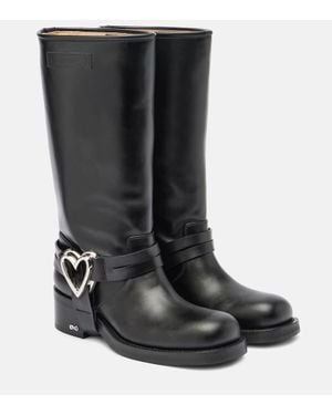 Mach & Mach Bottines Double Heart En Cuir - Noir