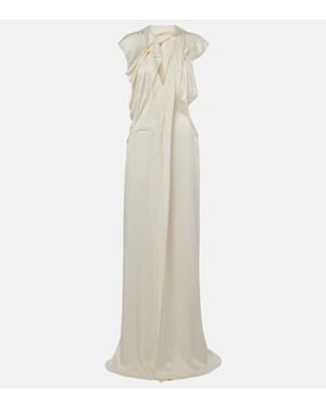 Victoria Beckham Draped Satin Gown - White