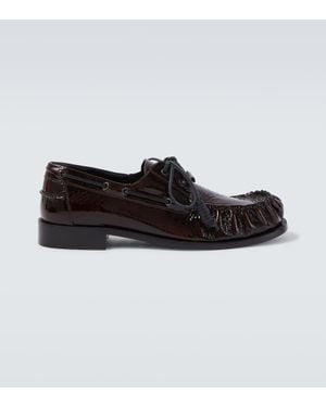 Dries Van Noten Patent Leather Boat Shoes - Black
