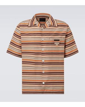 Prada Striped Cotton And Silk Bowling Shirt - Multicolour