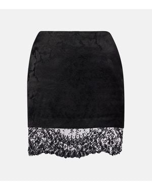 Saint Laurent Lace-Trimmed Jacquard Miniskirt - Black