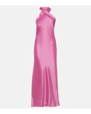 Galvan London Pandora Satin Maxi Dress - Pink