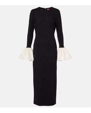STAUD Abito Lungo Hawthorne Con Taffeta - Nero