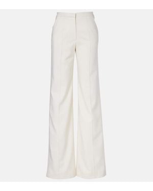 Costarellos Pleated Wool-Blend Wide-Leg Pants - White