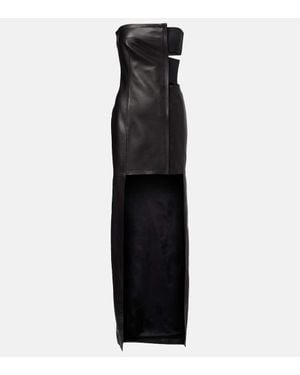 Jean Paul Gaultier Cutout Asymmetric Leather Maxi Dress - Black