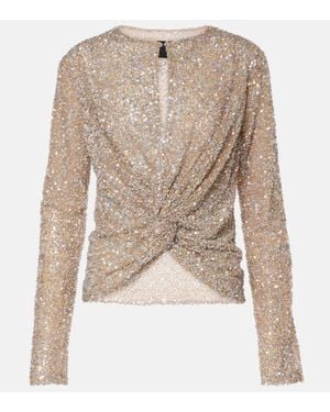Costarellos Top Noa Con Cut-Out E Paillettes - Neutro