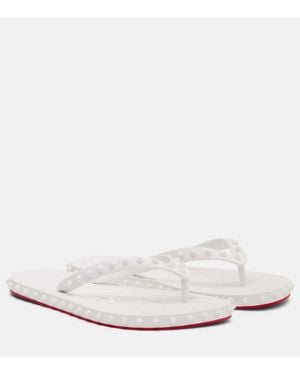 Christian Louboutin Super Loubi Flip Spiked Thong Sandals - White