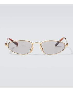 Miu Miu Logo Oval Sunglasses - Metallic