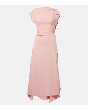 Victoria Beckham Draped Gathered Midi Dress - Pink