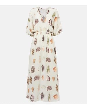 Eres Bedrucktes Maxikleid Coffea Aus Seide - Natur