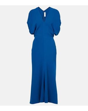 Victoria Beckham Crepe Satin Midi Dress - Blue