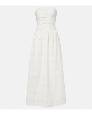 Faithfull the Brand Moa Broderie Anglaise Draped Maxi Dress - White