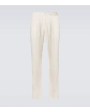 Rubinacci Linen Tapered Trousers - White