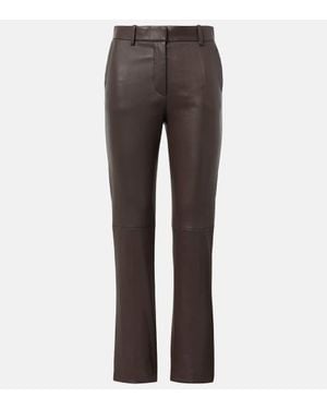 JOSEPH Coleman Leather Slim Trousers - Grey