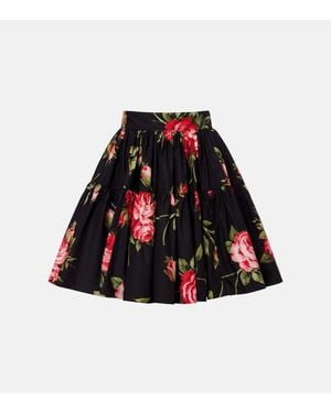 Dolce & Gabbana Floral Cotton Miniskirt - Red