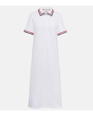 Thom Browne Midikleid Aus Baumwoll-Pique - Weiß