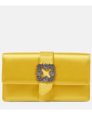 Manolo Blahnik Capri Embellished Satin Clutch - Yellow