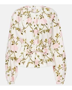 Giambattista Valli Bedruckte Bluse Aus Baumwolle - Natur