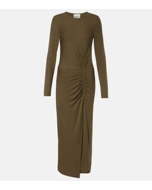 Isabel Marant Jelina Gathered Jersey Maxi Dress - Green