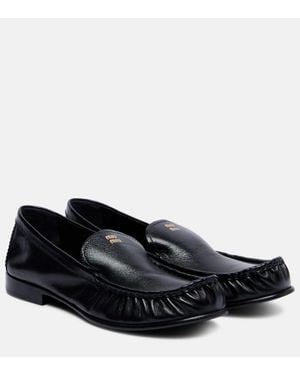 Miu Miu Mocasines De Piel Con Logo - Negro