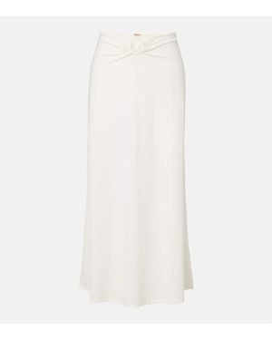 Johanna Ortiz Gathered Midi Skirt - White