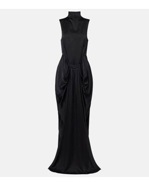 Stella McCartney Vestido De Fiesta De Saten Drapeado - Negro