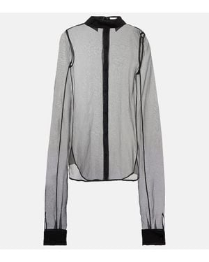 The Row Alastor Silk Organza Blouse - Gray