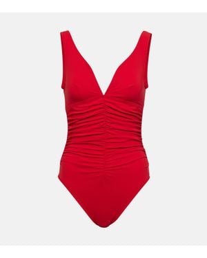 Karla Colletto Ruched Swimsuit - Red