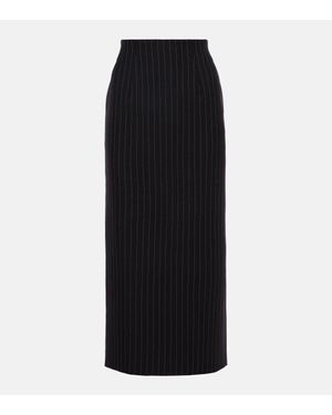 Wardrobe NYC Contour Pinstripe Wool Midi Skirt - Black