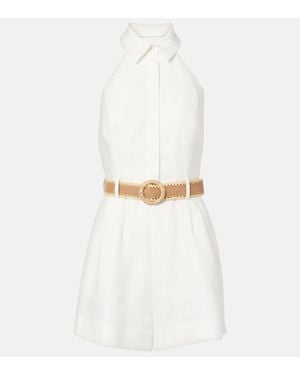 Zimmermann Linen Belted Acacia Playsuit - White